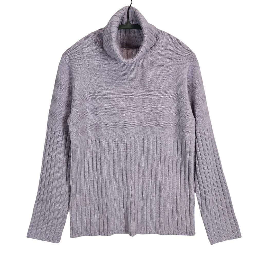 Vtg Max & Lily Lilac Turtleneck M Silk Acrylic Soft Blend Pullover Mix Rib Knits